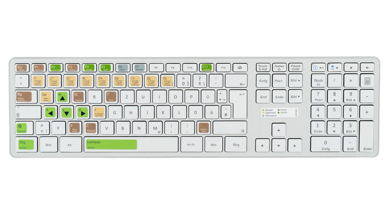 Minecraft Tastaturaufkleber Komplettansicht für PC/MAC mit deutschen Shortcuts/Tastaturbefehlen/Tastaturkürzeln | TasTutor