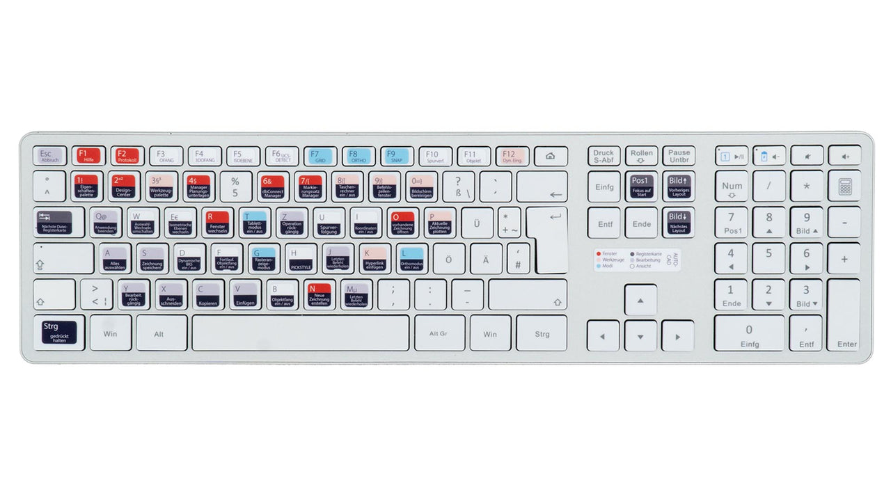 AutoCAD Tastaturaufkleber Komplettansicht für PC/MAC mit deutschen Shortcuts/Tastaturbefehlen/Tastaturkürzeln | TasTutor