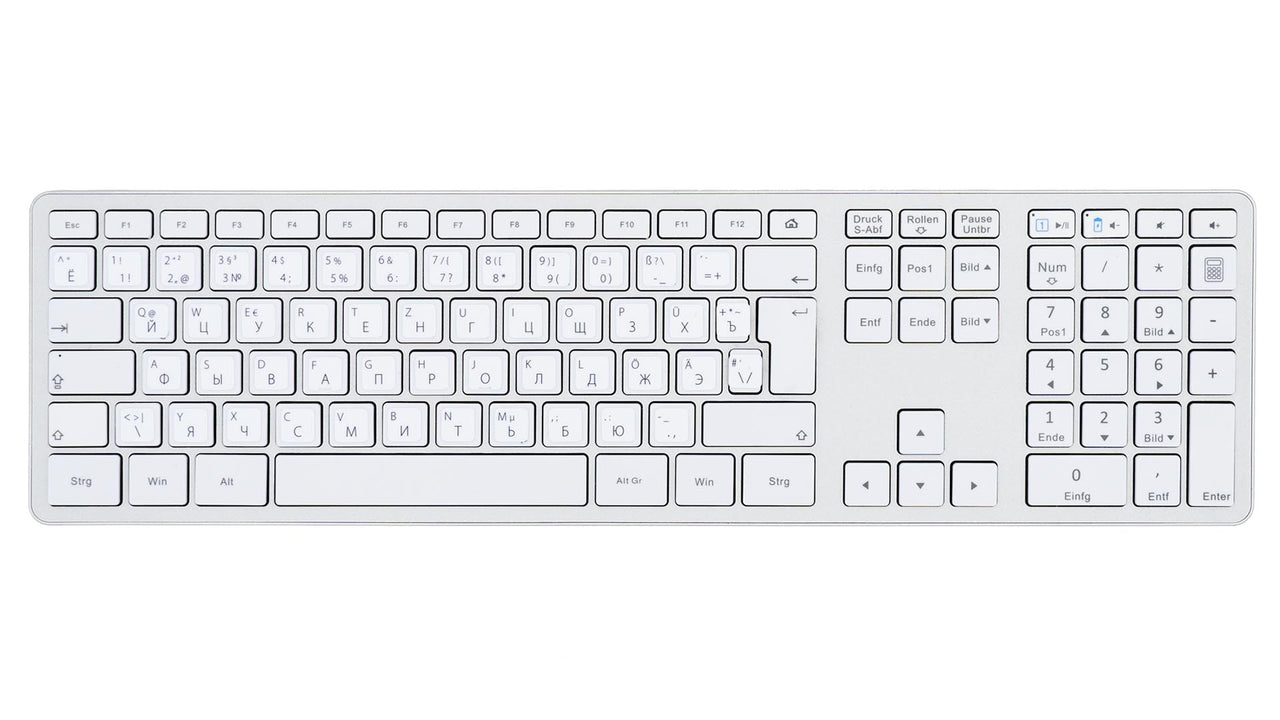 Russische Tastaturaufkleber Komplettansicht für PC/MAC mit deutschen Shortcuts/Tastaturbefehlen/Tastaturkürzeln | TasTutor