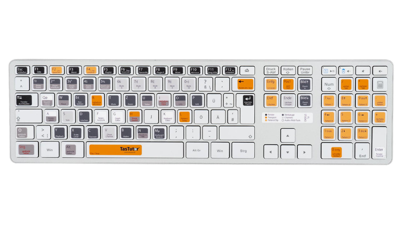 FL Studio Tastaturaufkleber Komplettansicht für PC/MAC mit deutschen Shortcuts/Tastaturbefehlen/Tastaturkürzeln | TasTutor