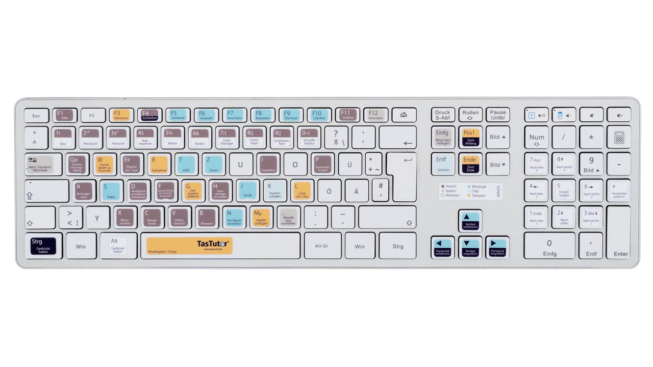 Sonar Tastaturaufkleber Komplettansicht für PC/MAC mit deutschen Shortcuts/Tastaturbefehlen/Tastaturkürzeln | TasTutor