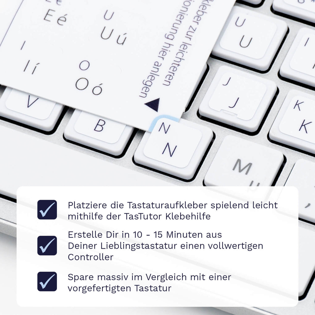 Englische  Tastaturaufkleber Klebehilfe für PC/MAC mit deutschen Shortcuts/Tastaturbefehlen/Tastaturkürzeln | TasTutor