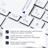 Thumbnail for Griechische Tastaturaufkleber Klebehilfe für PC/MAC mit deutschen Shortcuts/Tastaturbefehlen/Tastaturkürzeln | TasTutor