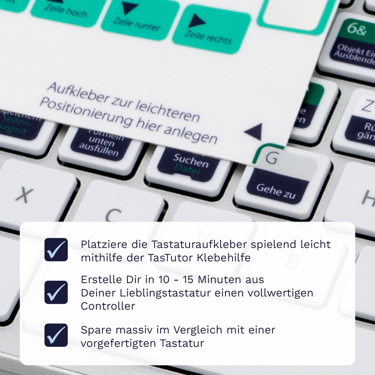 Excel Tastaturaufkleber Klebehilfe für PC/MAC mit deutschen Shortcuts/Tastaturbefehlen/Tastaturkürzeln | TasTutor