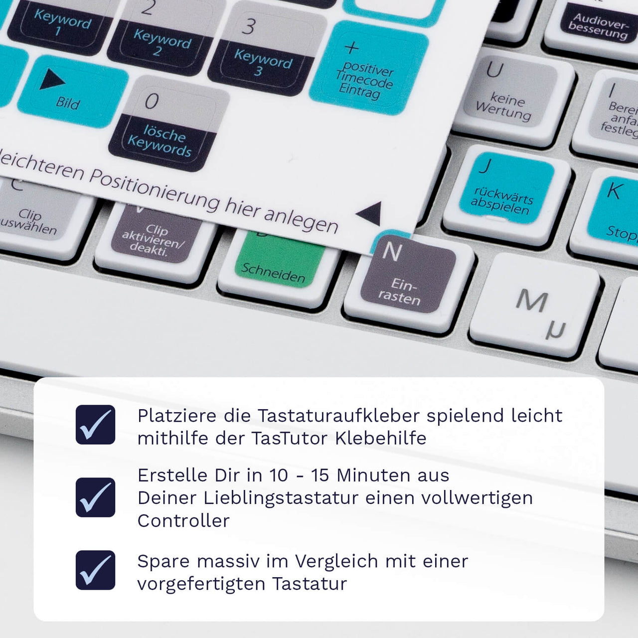 Final Cut Tastaturaufkleber Klebehilfe für MAC mit deutschen Shortcuts/Tastaturbefehlen/Tastaturkürzeln | TasTutor