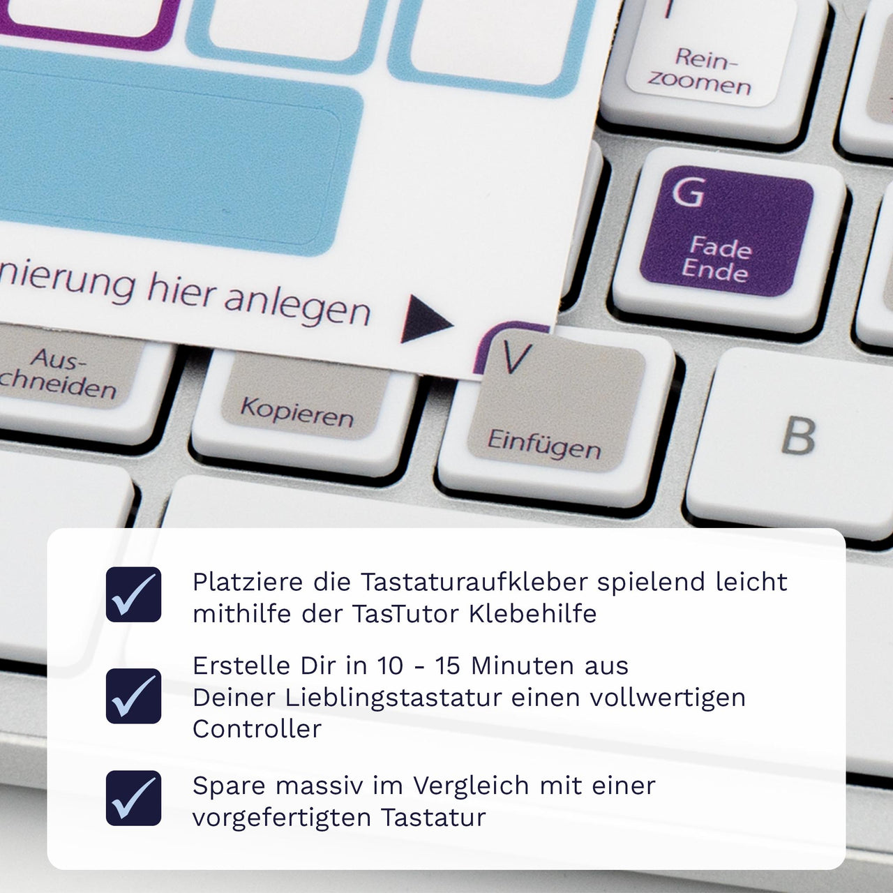 Pro Tools Tastaturaufkleber Klebehilfe für PC/MAC mit deutschen Shortcuts/Tastaturbefehlen/Tastaturkürzeln | TasTutor