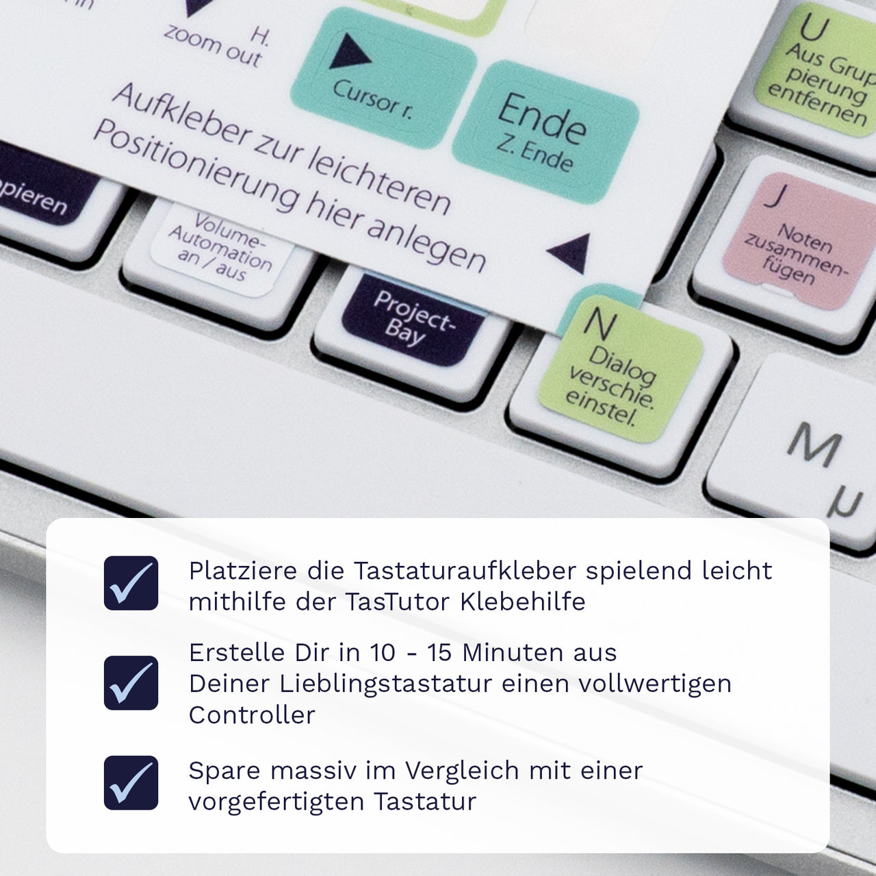 Reaper Tastaturaufkleber Klebehilfe für PC/MAC mit deutschen Shortcuts/Tastaturbefehlen/Tastaturkürzeln | TasTutor
