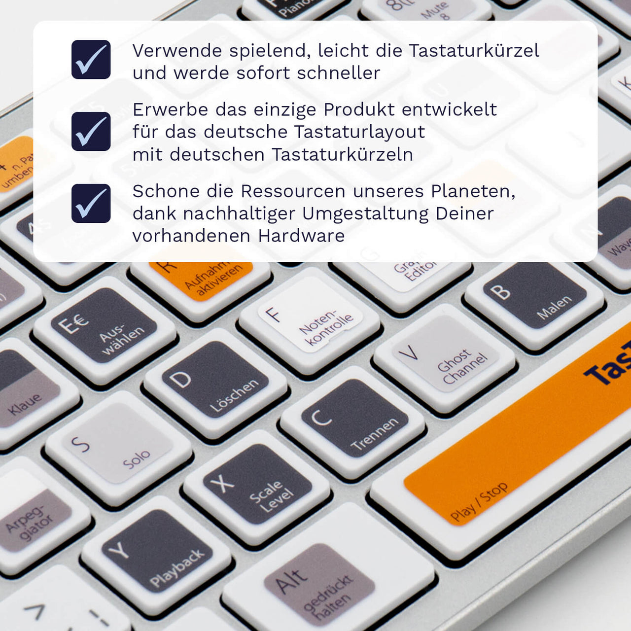 FL Studio Tastaturaufkleber Nahansicht für PC/MAC mit deutschen Shortcuts/Tastaturbefehlen/Tastaturkürzeln | TasTutor