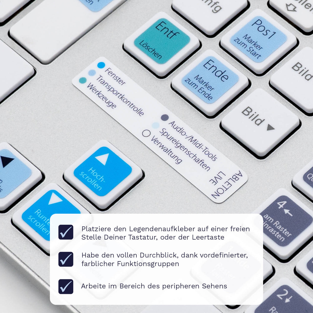 Ableton Live Tastaturaufkleber Legendenaufkleber für PC/MAC mit deutschen Shortcuts/Tastaturbefehlen/Tastaturkürzeln | TasTutor