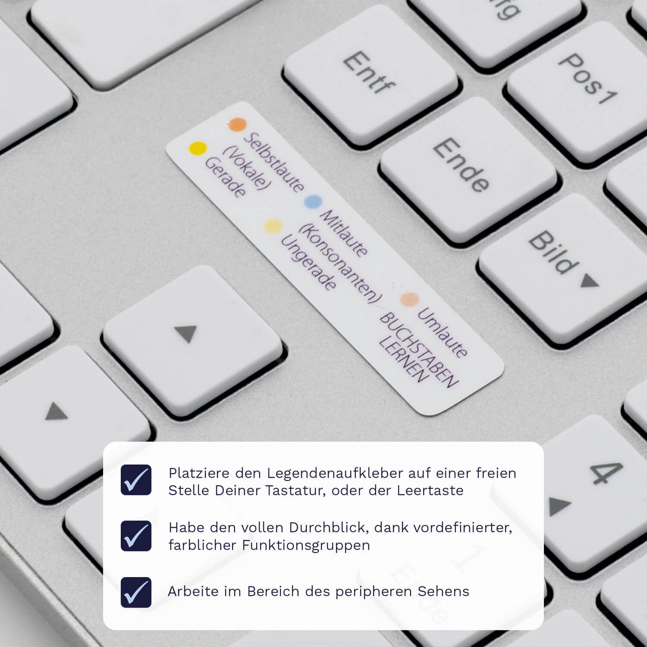 Buchstaben / Zahlen lernen Tastaturaufkleber Legendenaufkleber für PC/MAC mit deutschen Shortcuts/Tastaturbefehlen/Tastaturkürzeln | TasTutor