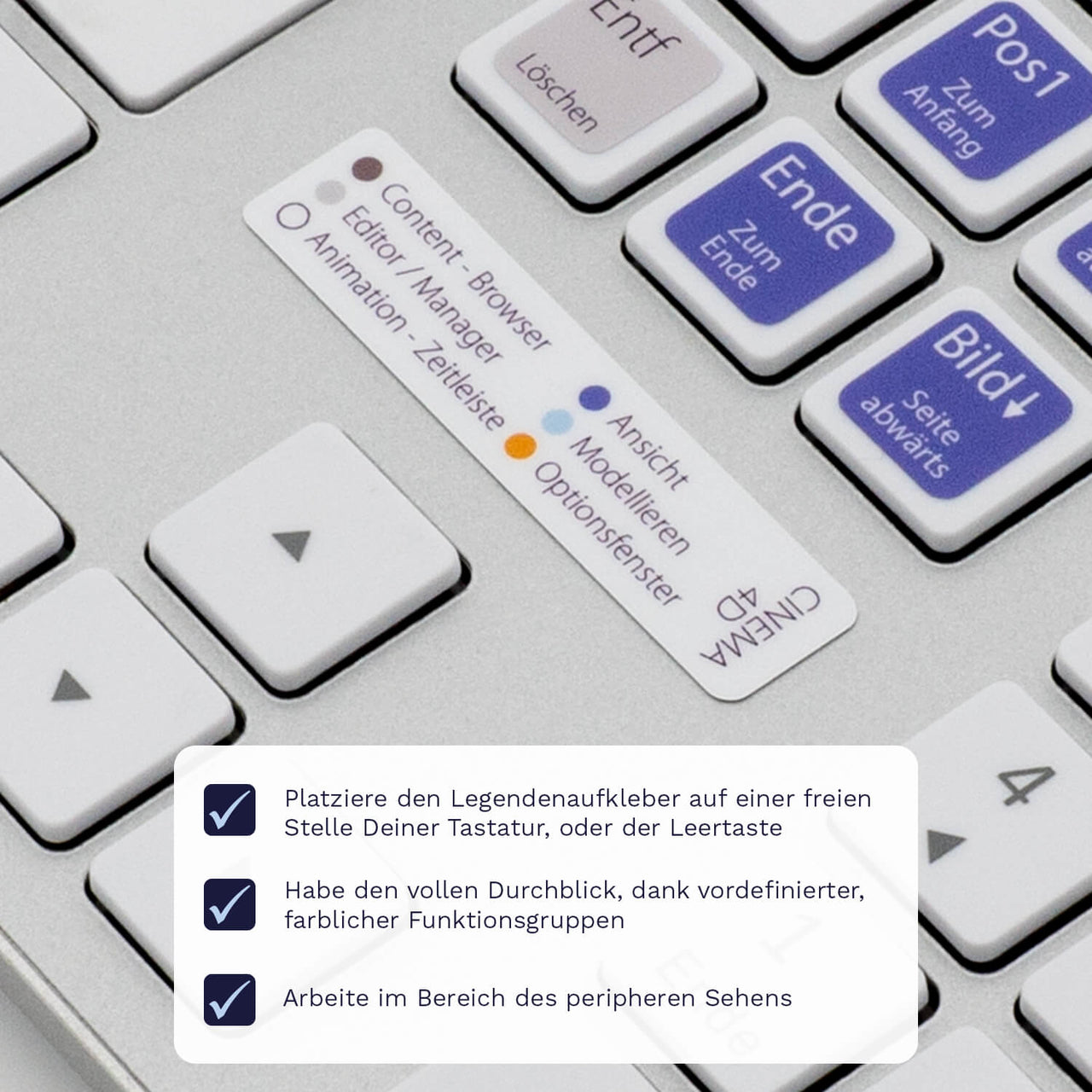 Cinema 4D Tastaturaufkleber Legendenaufkleber für PC/MAC mit deutschen Shortcuts/Tastaturbefehlen/Tastaturkürzeln | TasTutor