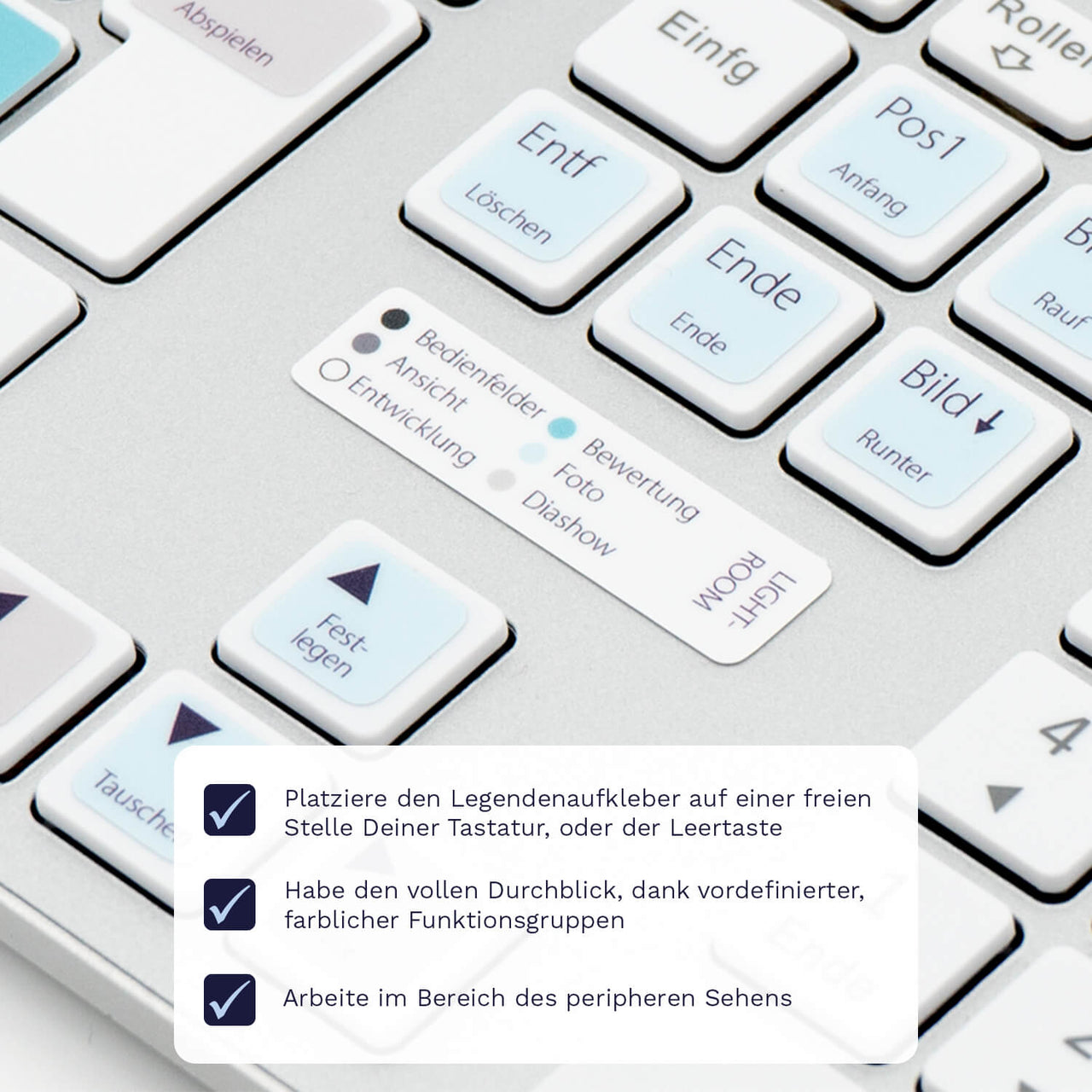 Lightroom Tastaturaufkleber Legendenaufkleber für PC/MAC mit deutschen Shortcuts/Tastaturbefehlen/Tastaturkürzeln | TasTutor