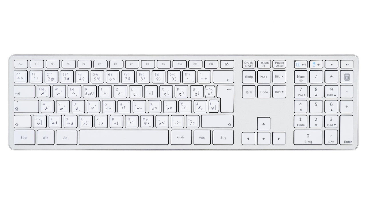 Persische Tastaturaufkleber Komplettansicht für PC/MAC mit deutschen Shortcuts/Tastaturbefehlen/Tastaturkürzeln | TasTutor