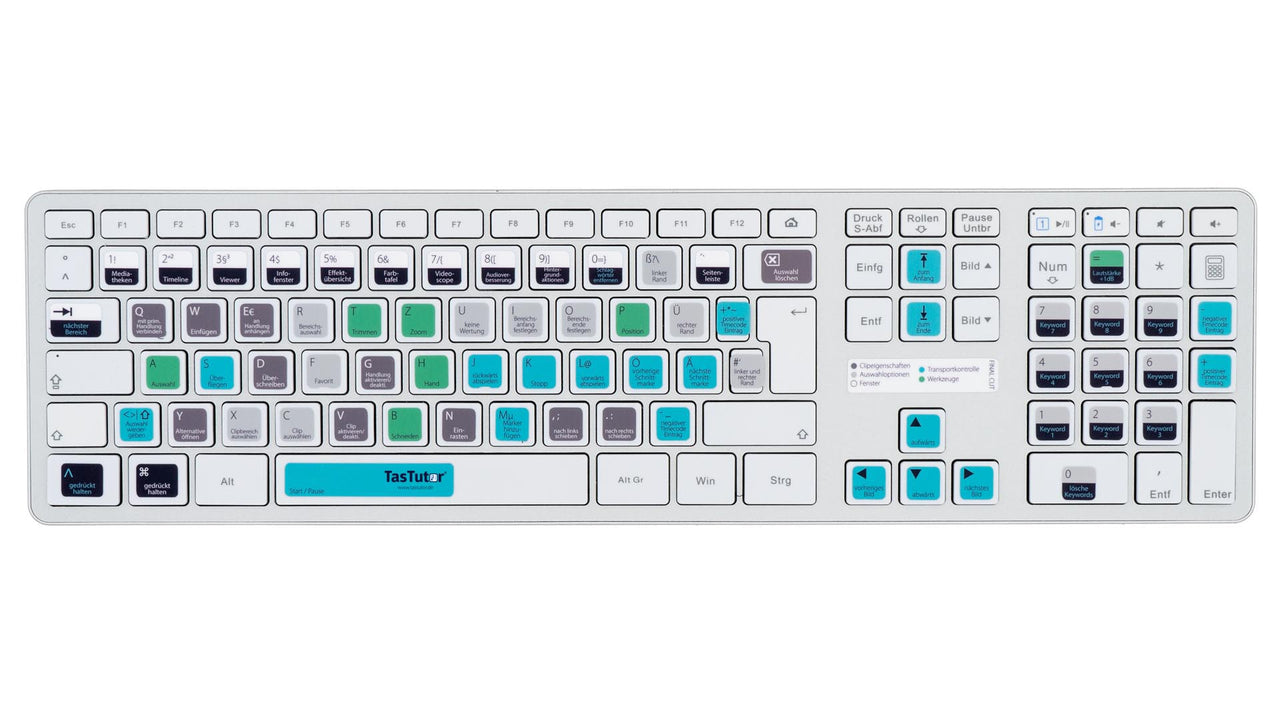 Final Cut Tastaturaufkleber Komplettansicht für MAC mit deutschen Shortcuts/Tastaturbefehlen/Tastaturkürzeln | TasTutor