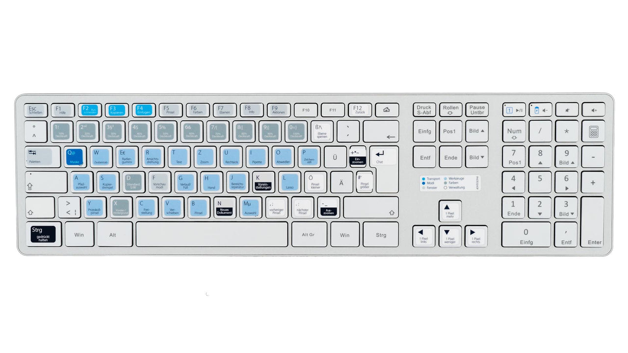 Photoshop Tastaturaufkleber Komplettansicht für PC/MAC mit deutschen Shortcuts/Tastaturbefehlen/Tastaturkürzeln | TasTutor
