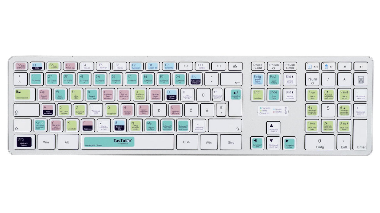 Reaper Tastaturaufkleber Komplettansicht für PC/MAC mit deutschen Shortcuts/Tastaturbefehlen/Tastaturkürzeln | TasTutor