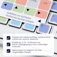 Thumbnail for 10 Finger System Tastaturaufkleber Klebehilfe für PC/MAC mit deutschen Shortcuts/Tastaturbefehlen/Tastaturkürzeln | TasTutor
