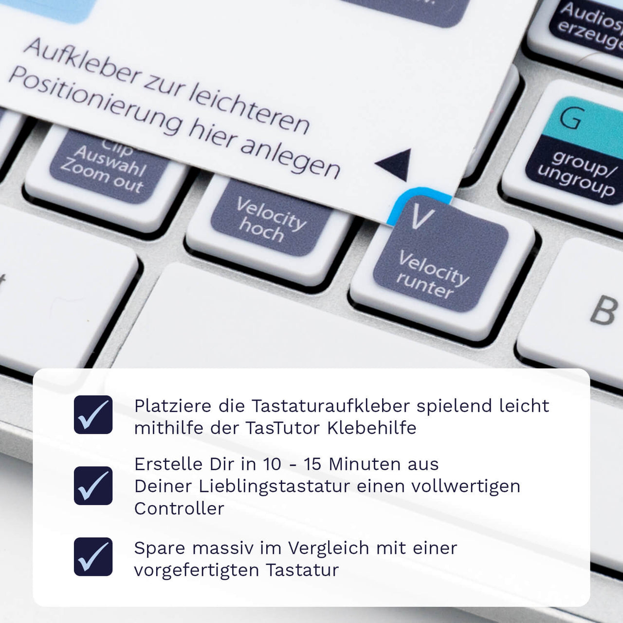 Ableton Live Tastaturaufkleber Klebehilfe für PC/MAC mit deutschen Shortcuts/Tastaturbefehlen/Tastaturkürzeln | TasTutor