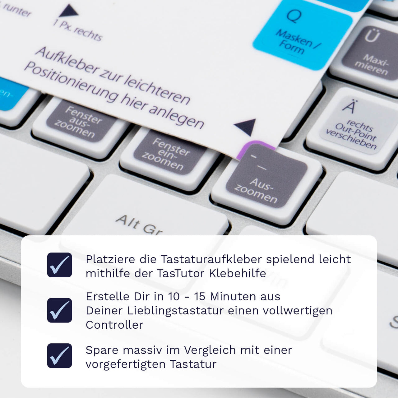 After Effects Tastaturaufkleber Klebehilfe für PC/MAC mit deutschen Shortcuts/Tastaturbefehlen/Tastaturkürzeln | TasTutor