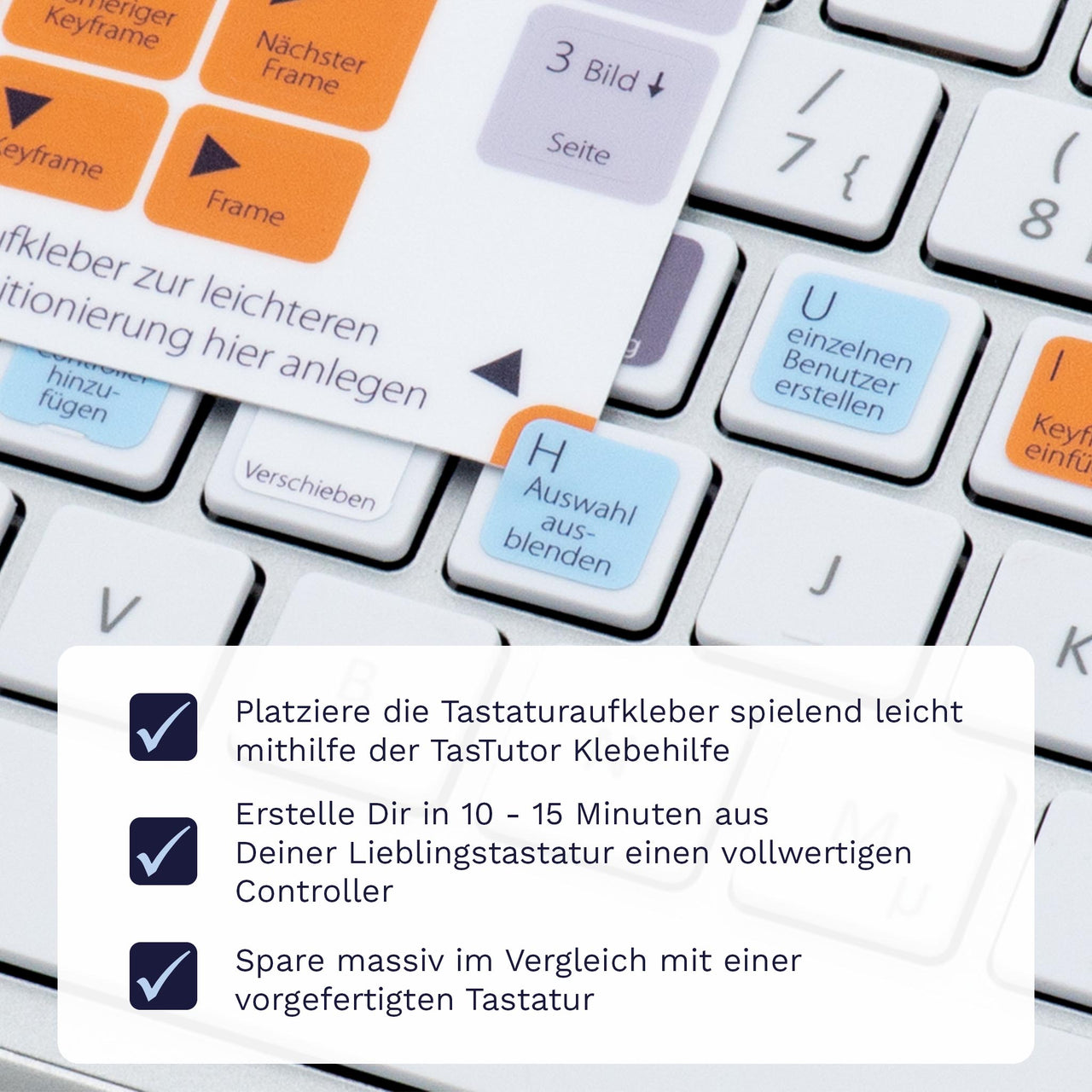 Blender Tastaturaufkleber Klebehilfe für PC/MAC mit deutschen Shortcuts/Tastaturbefehlen/Tastaturkürzeln | TasTutor