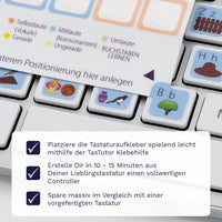 Thumbnail for Buchstaben / Zahlen lernen Tastaturaufkleber Klebehilfe für PC/MAC mit deutschen Shortcuts/Tastaturbefehlen/Tastaturkürzeln | TasTutor
