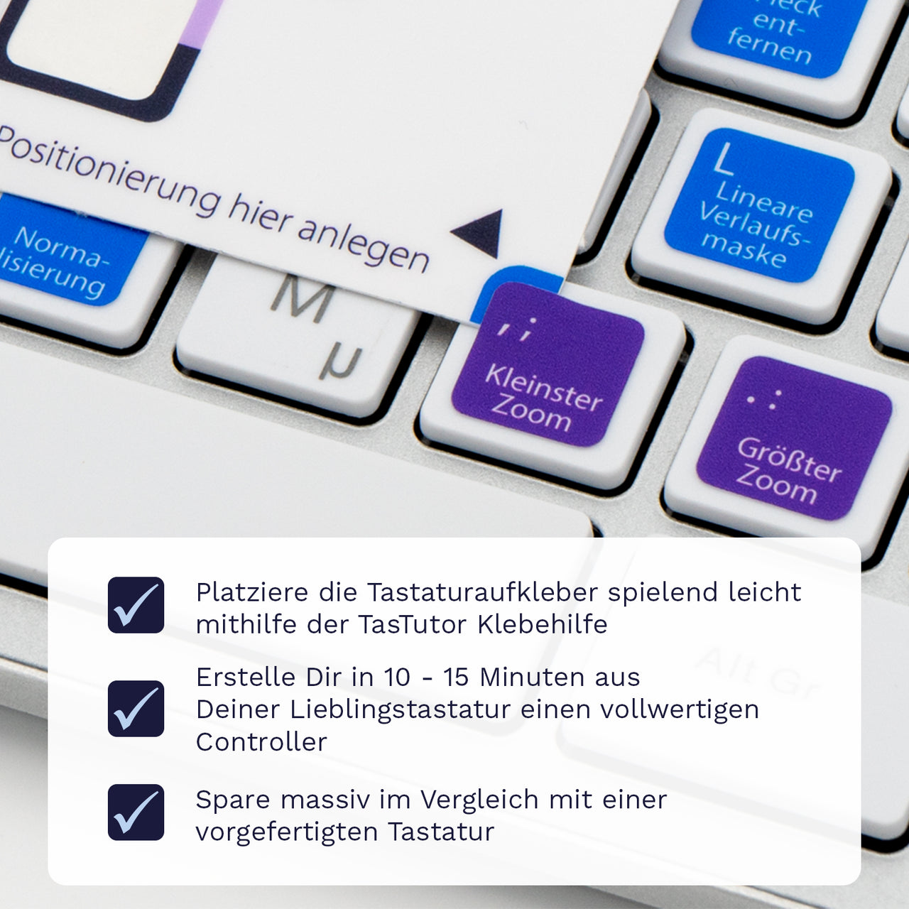 Capture One Tastaturaufkleber Klebehilfe für PC/MAC mit deutschen Shortcuts/Tastaturbefehlen/Tastaturkürzeln | TasTutor