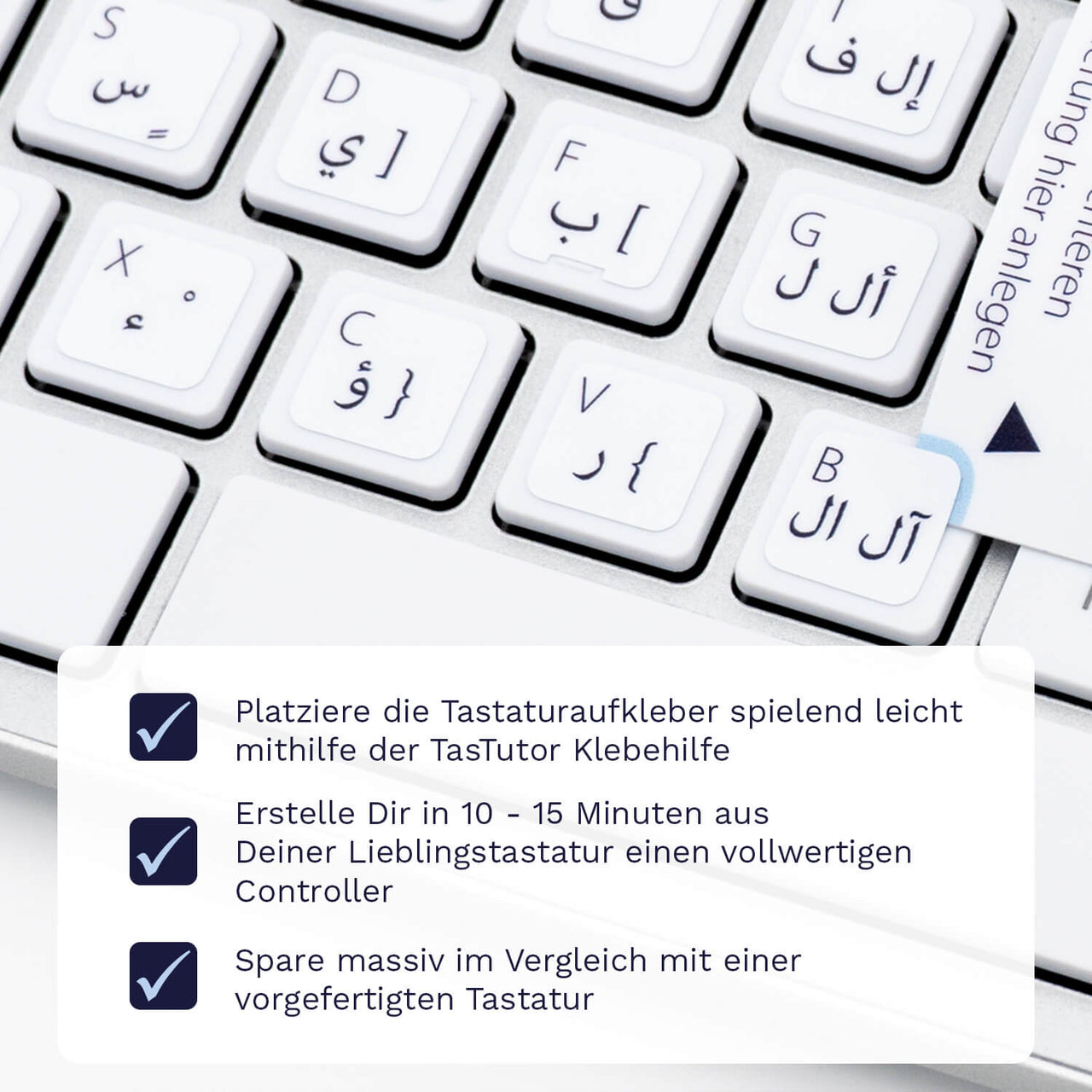 Arabische Tastaturaufkleber Klebehilfe für PC/MAC mit deutschen Shortcuts/Tastaturbefehlen/Tastaturkürzeln | TasTutor