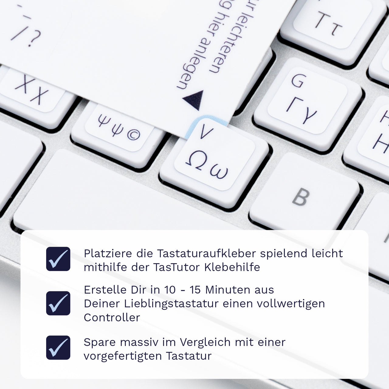 Griechische Tastaturaufkleber Klebehilfe für PC/MAC mit deutschen Shortcuts/Tastaturbefehlen/Tastaturkürzeln | TasTutor