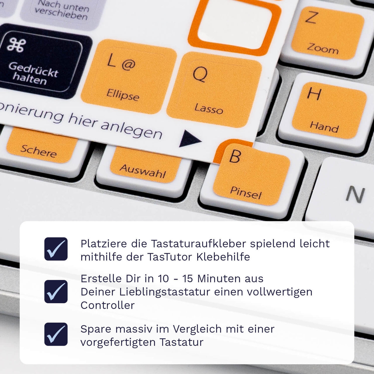 Illustrator Tastaturaufkleber Klebehilfe für PC/MAC mit deutschen Shortcuts/Tastaturbefehlen/Tastaturkürzeln | TasTutor