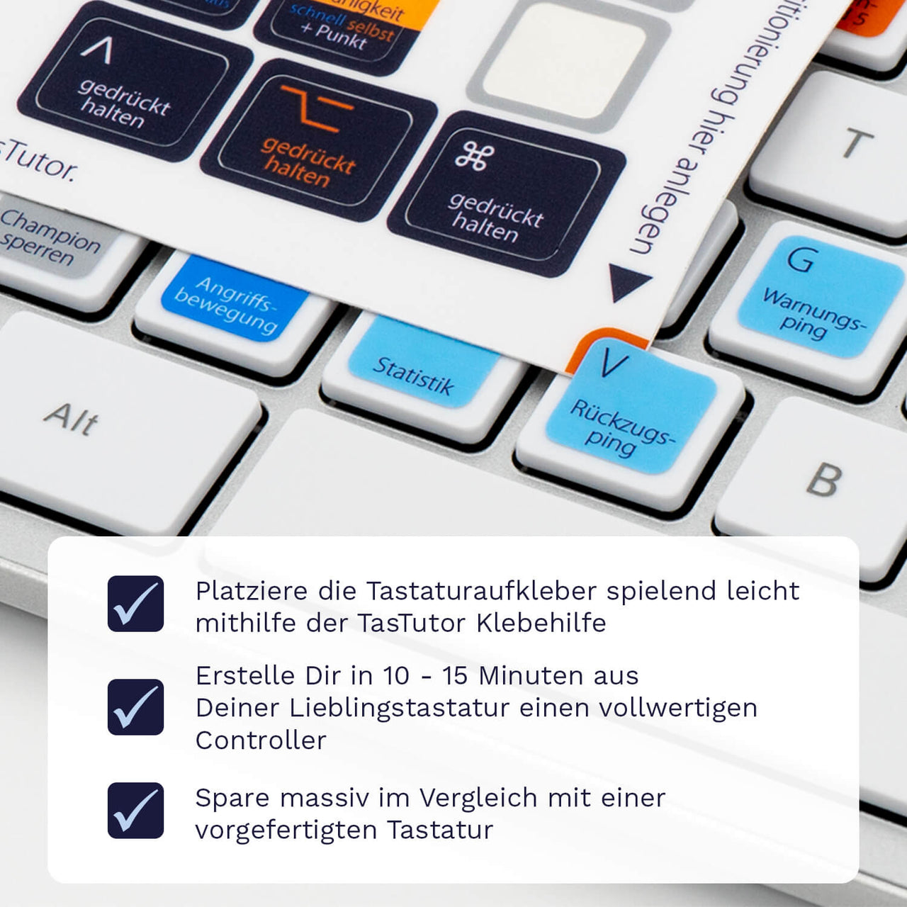 League of Legends Tastaturaufkleber Klebehilfe für PC/MAC mit deutschen Shortcuts/Tastaturbefehlen/Tastaturkürzeln | TasTutor