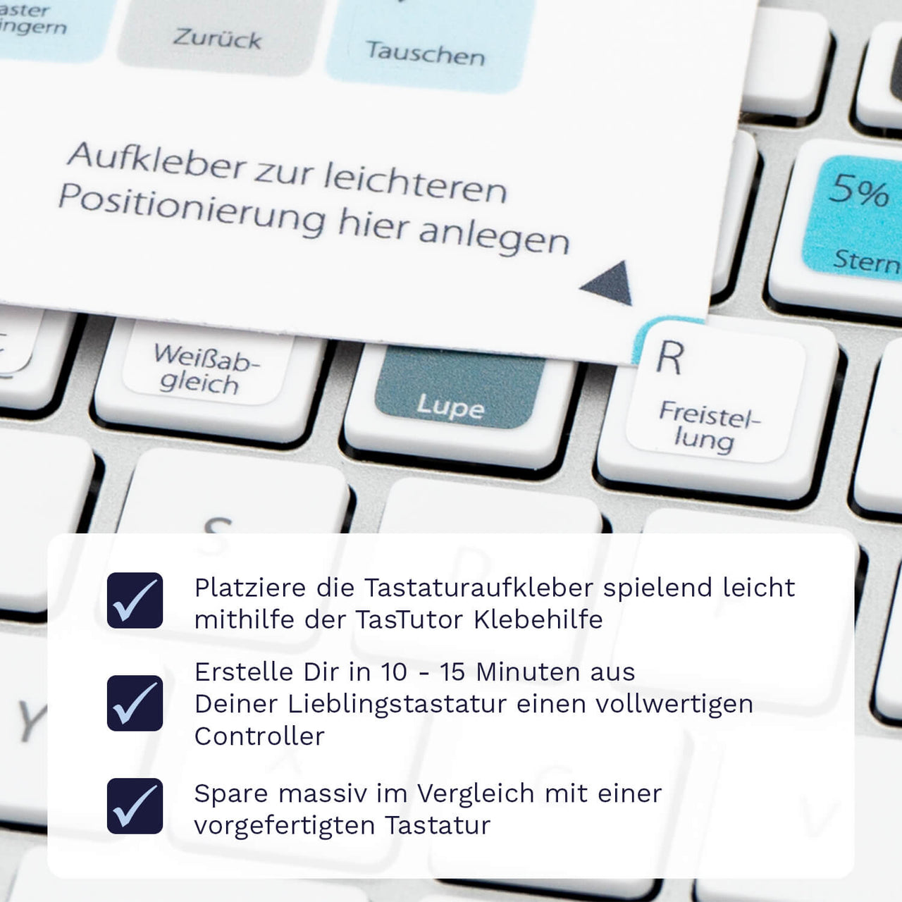 Lightroom Tastaturaufkleber Klebehilfe für PC/MAC mit deutschen Shortcuts/Tastaturbefehlen/Tastaturkürzeln | TasTutor