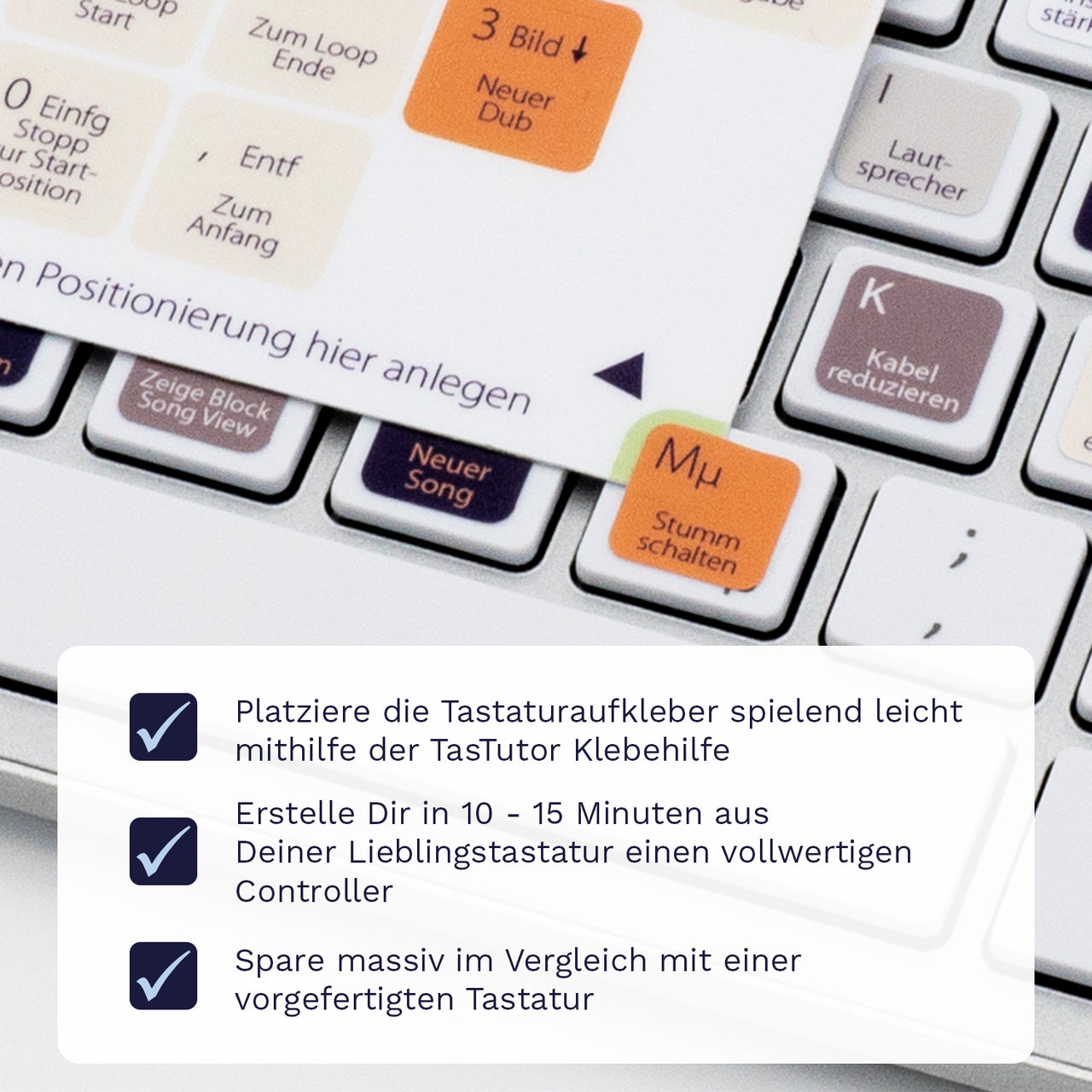 Reason Tastaturaufkleber Klebehilfe für PC/MAC mit deutschen Shortcuts/Tastaturbefehlen/Tastaturkürzeln | TasTutor