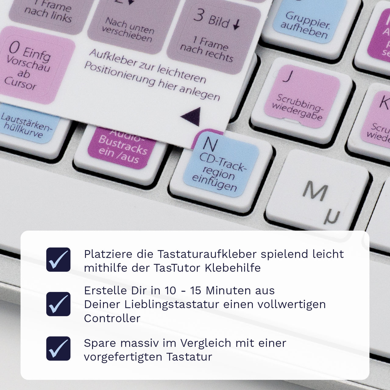 Vegas Pro Tastaturaufkleber Klebehilfe für PC mit deutschen Shortcuts/Tastaturbefehlen/Tastaturkürzeln | TasTutor