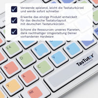 Thumbnail for 10 Finger System Tastaturaufkleber Nahansicht für PC/MAC mit deutschen Shortcuts/Tastaturbefehlen/Tastaturkürzeln | TasTutor