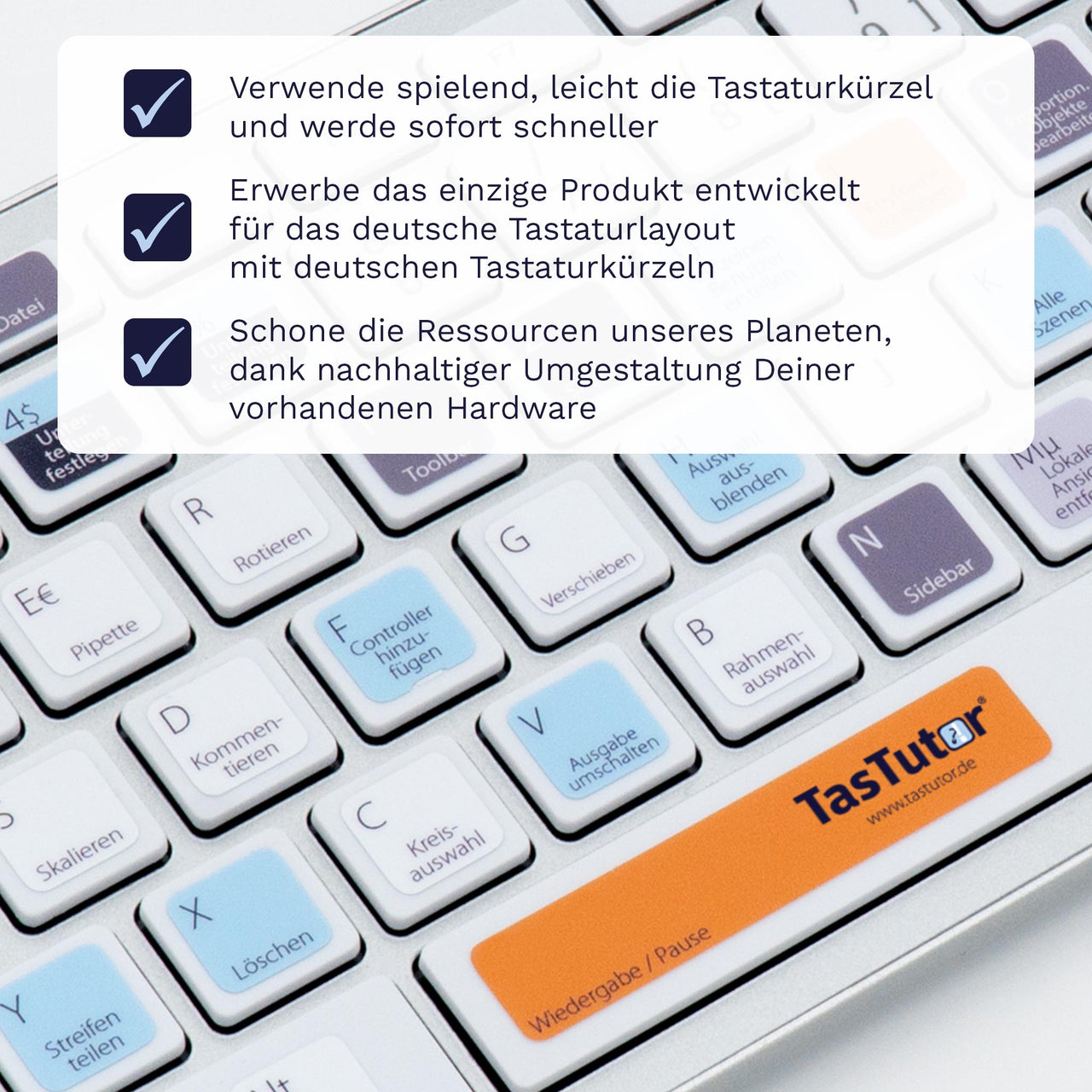 Blender Tastaturaufkleber Nahansicht für PC/MAC mit deutschen Shortcuts/Tastaturbefehlen/Tastaturkürzeln | TasTutor