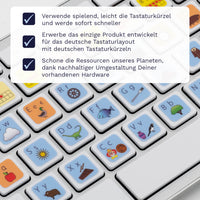 Thumbnail for Buchstaben / Zahlen lernen Tastaturaufkleber Nahansicht für PC/MAC mit deutschen Shortcuts/Tastaturbefehlen/Tastaturkürzeln | TasTutor