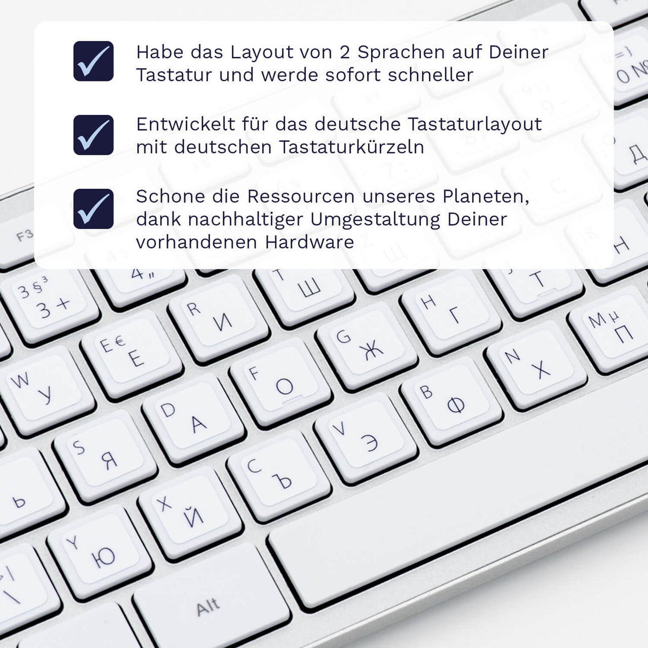 Bulgarische Tastaturaufkleber Nahansicht für PC/MAC mit deutschen Shortcuts/Tastaturbefehlen/Tastaturkürzeln | TasTutor