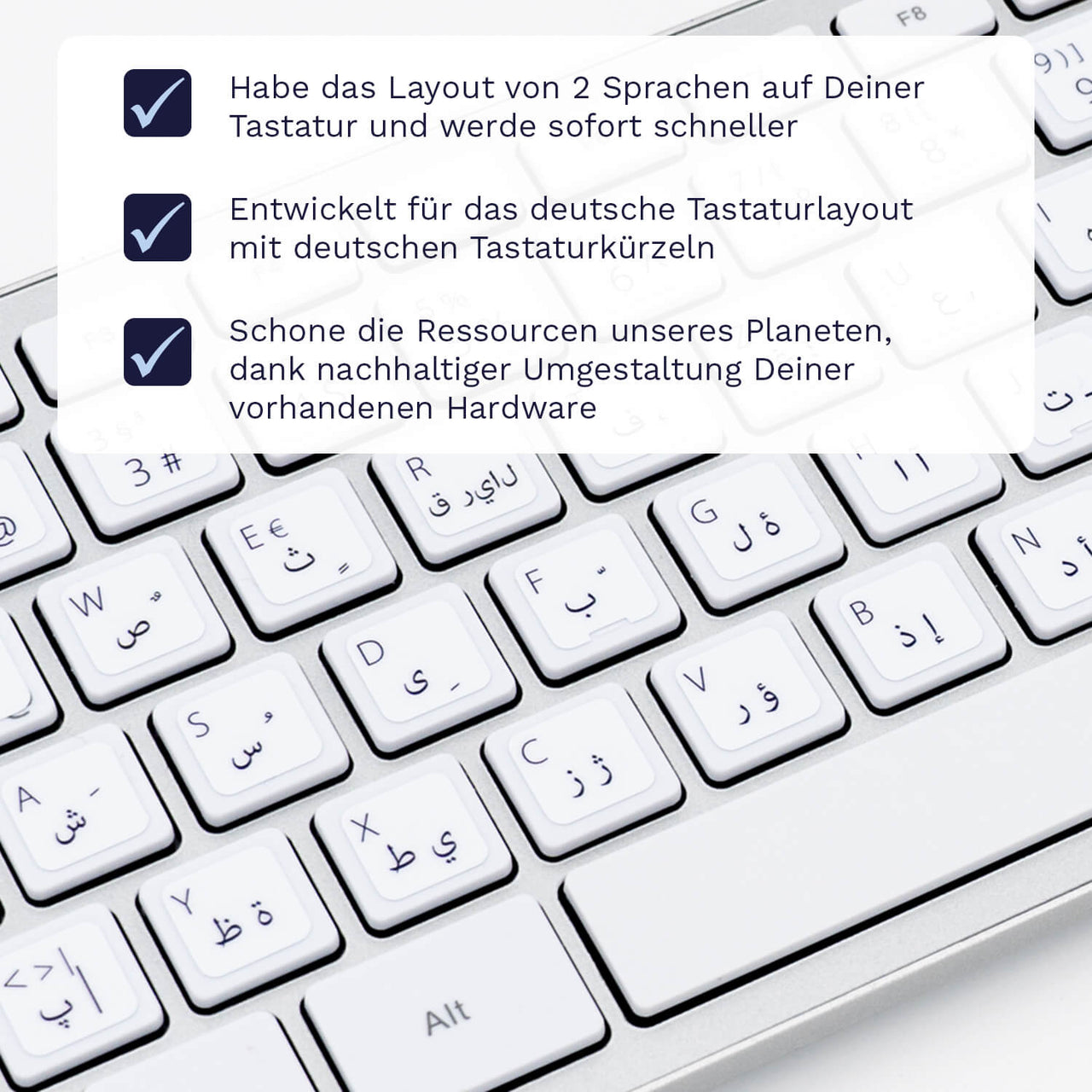 Persische Tastaturaufkleber Nahansicht für PC/MAC mit deutschen Shortcuts/Tastaturbefehlen/Tastaturkürzeln | TasTutor
