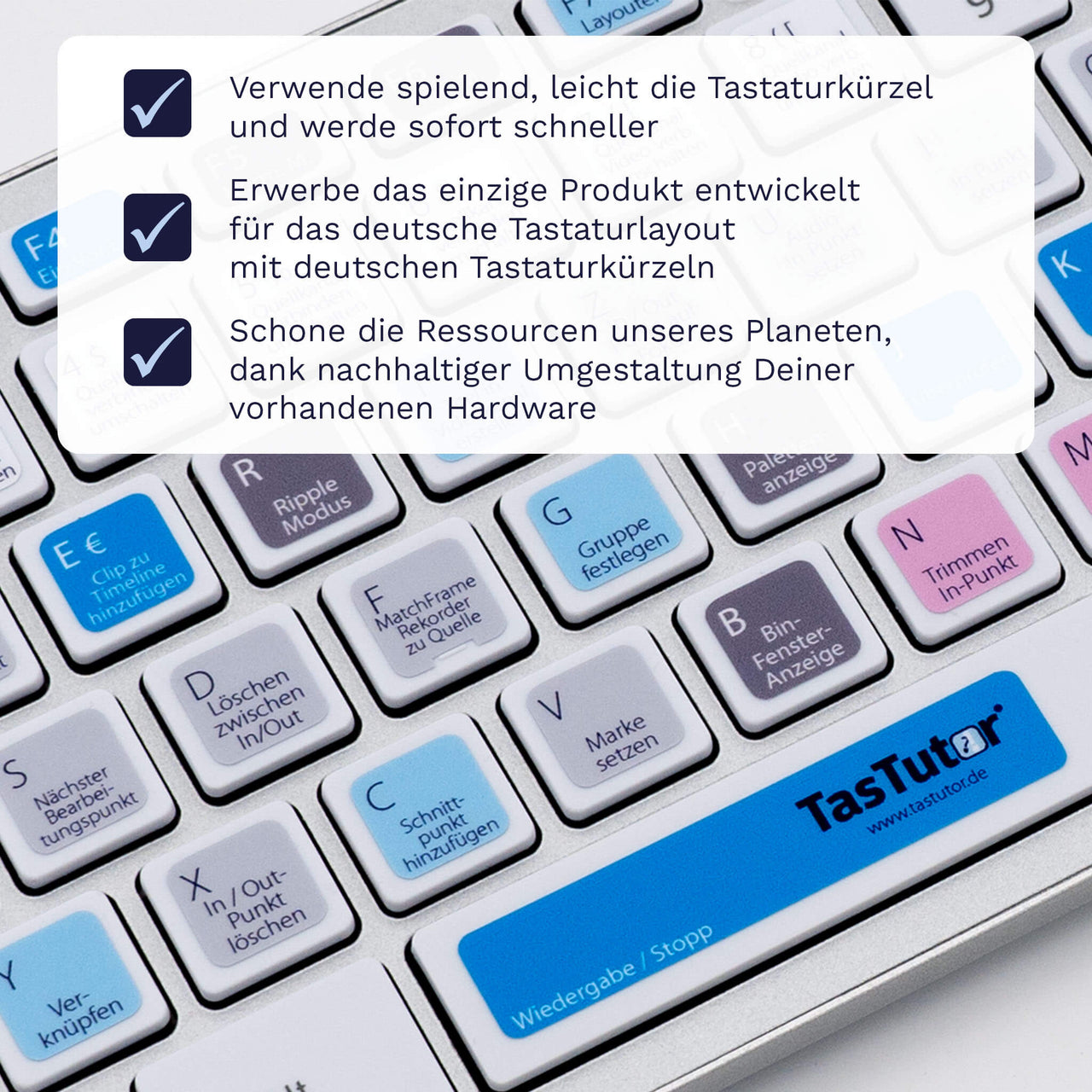 Edius Tastaturaufkleber Nahansicht für PC mit deutschen Shortcuts/Tastaturbefehlen/Tastaturkürzeln | TasTutor
