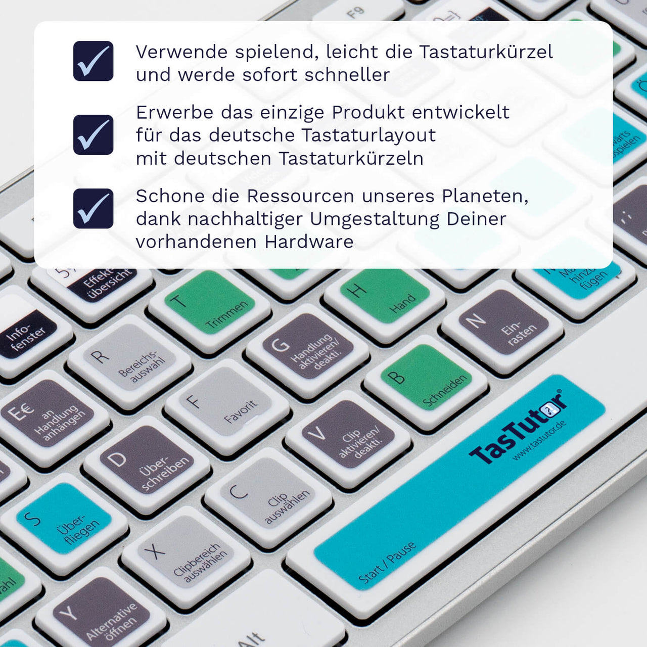 Final Cut Tastaturaufkleber Nahansicht für MAC mit deutschen Shortcuts/Tastaturbefehlen/Tastaturkürzeln | TasTuto