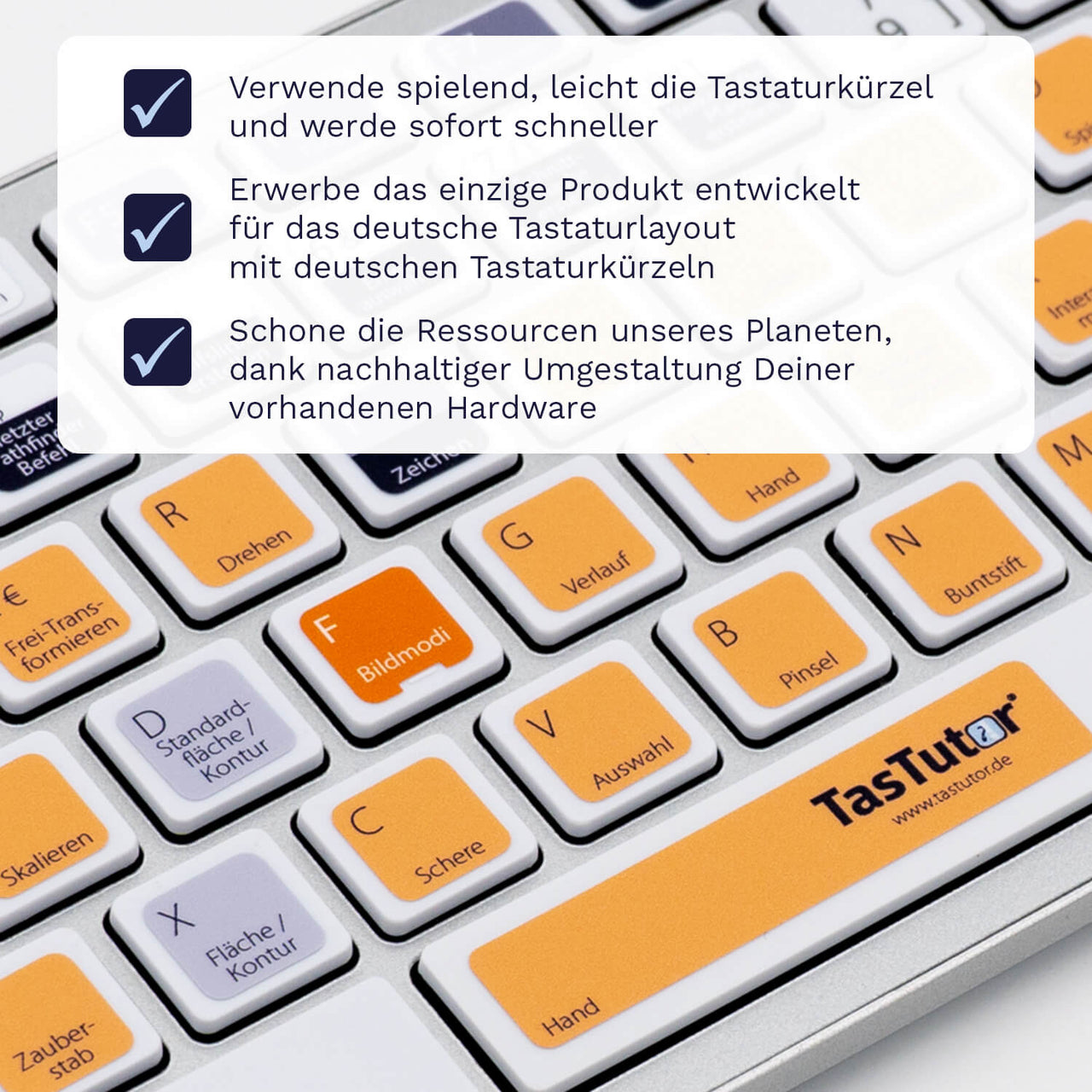 Illustrator Tastaturaufkleber Nahansicht für PC/MAC mit deutschen Shortcuts/Tastaturbefehlen/Tastaturkürzeln | TasTutor