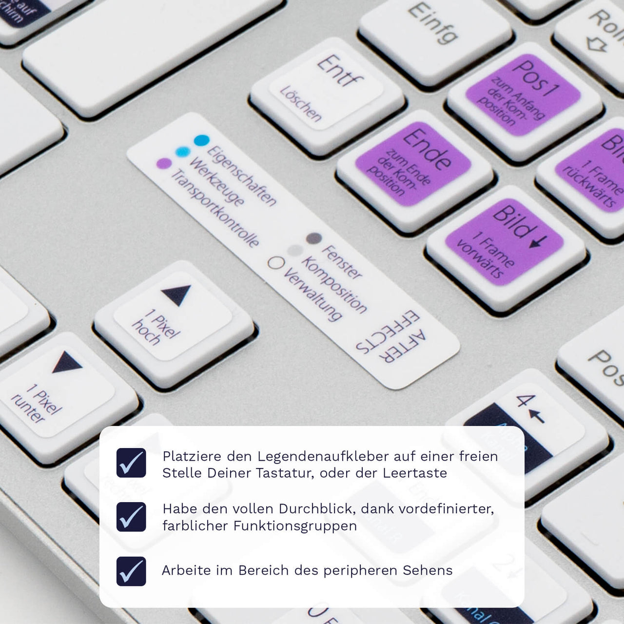 After Effects Tastaturaufkleber Legendenaufkleber für PC/MAC mit deutschen Shortcuts/Tastaturbefehlen/Tastaturkürzeln | TasTutor