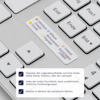 Thumbnail for Buchstaben / Zahlen lernen Tastaturaufkleber Legendenaufkleber für PC/MAC mit deutschen Shortcuts/Tastaturbefehlen/Tastaturkürzeln | TasTutor