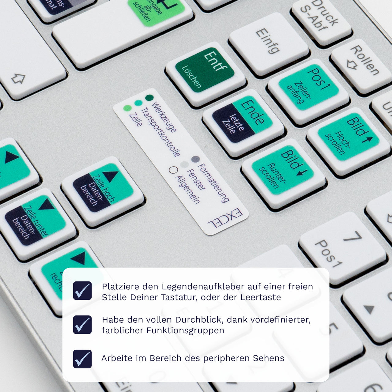 Excel Tastaturaufkleber Legendenaufkleber für PC/MAC mit deutschen Shortcuts/Tastaturbefehlen/Tastaturkürzeln | TasTutor