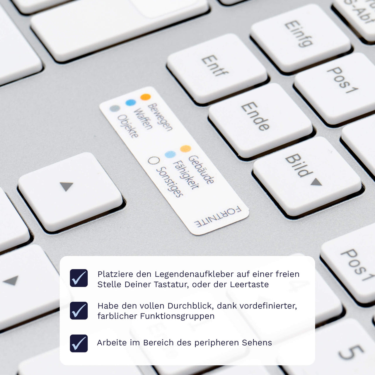 Fortnite Tastaturaufkleber Legendenaufkleber für PC/MAC mit deutschen Shortcuts/Tastaturbefehlen/Tastaturkürzeln | TasTutor