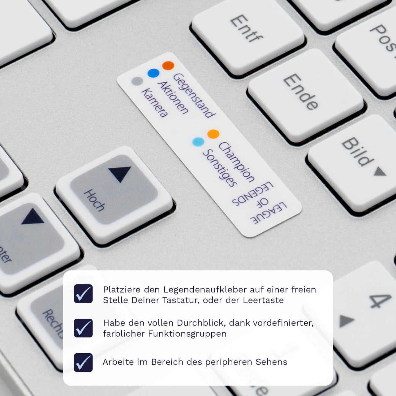 League of Legends Tastaturaufkleber Legendenaufkleber für PC/MAC mit deutschen Shortcuts/Tastaturbefehlen/Tastaturkürzeln | TasTutor