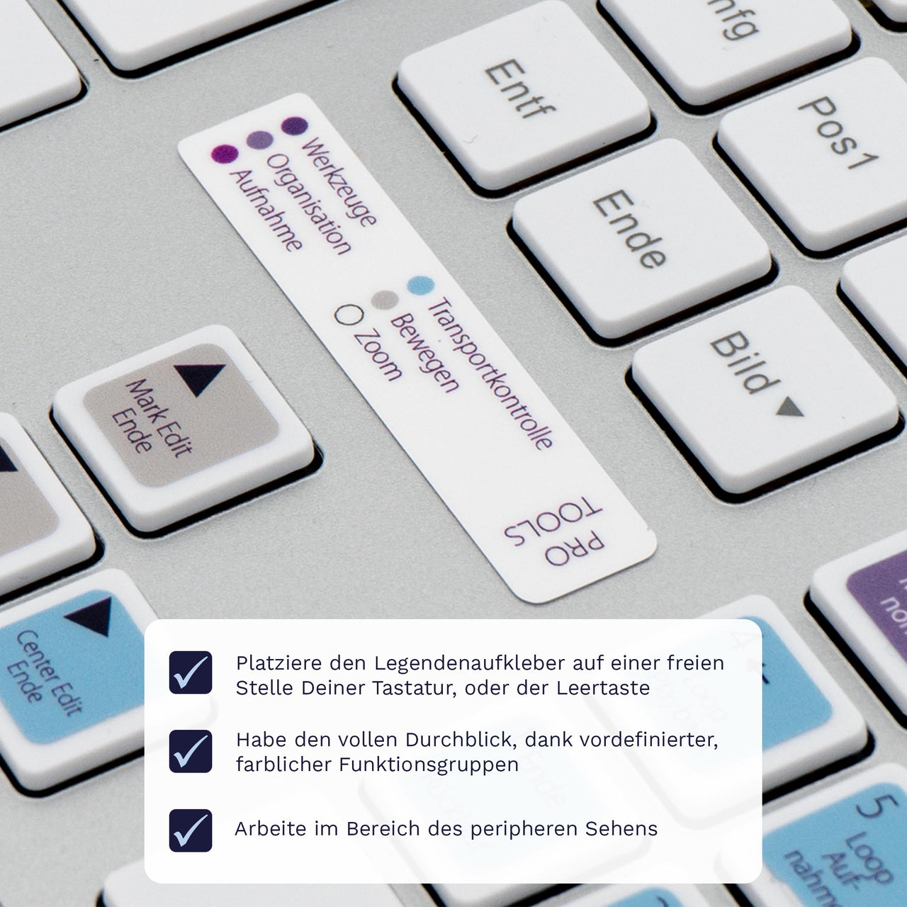 Pro Tools Tastaturaufkleber Legendenaufkleber für PC/MAC mit deutschen Shortcuts/Tastaturbefehlen/Tastaturkürzeln | TasTutor